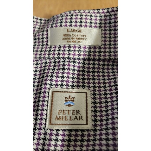 Peter Millar Casual Long Sleeve Size Large Men's Pattern Houndstooth - Picture 5 of 13